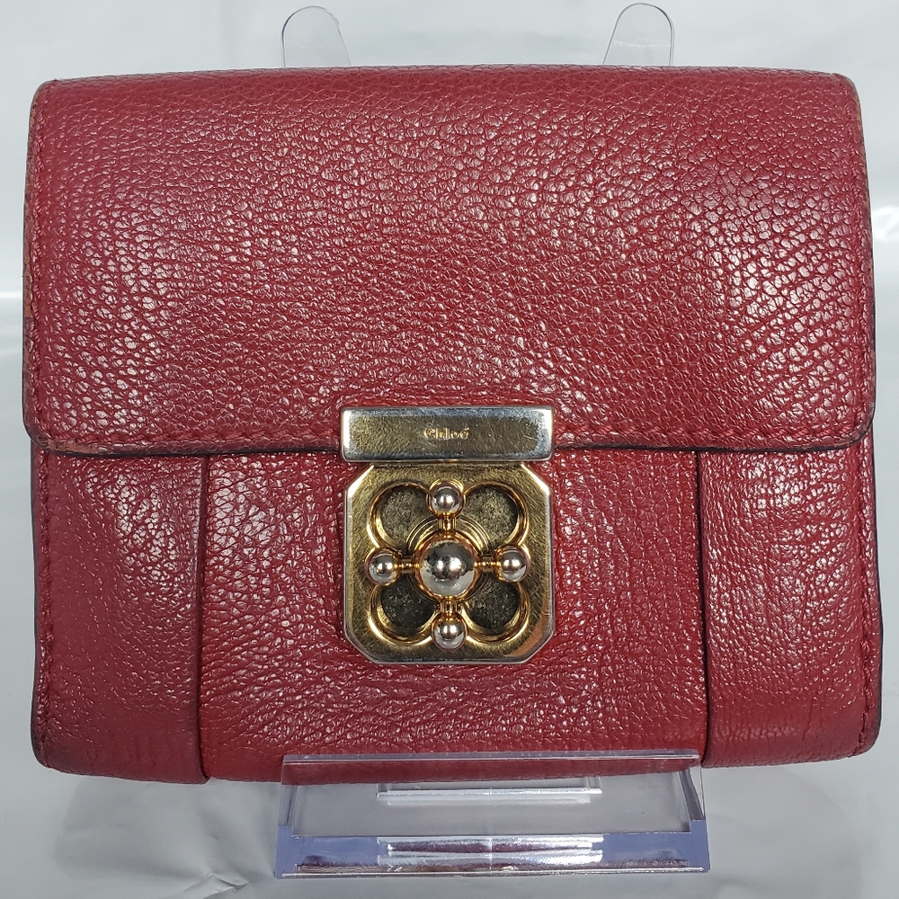 Chloe Red Leather Compact Wallet